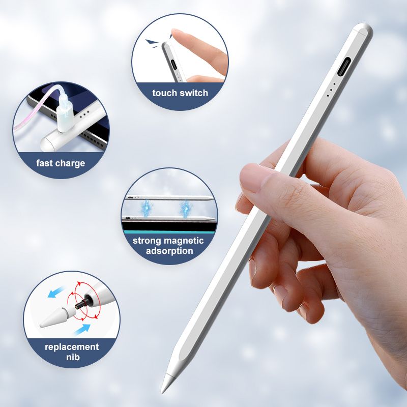 JD19-P iPad Precision Stylus - 3 LED Power Display, Tilt Sensitivity, and 8-Hour Battery for iPads (2018+ & M4 Series)