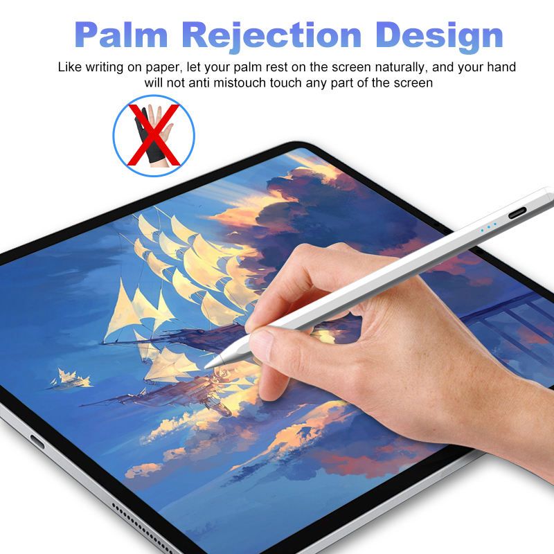 JD19-P iPad Precision Stylus - 3 LED Power Display, Tilt Sensitivity, and 8-Hour Battery for iPads (2018+ & M4 Series)