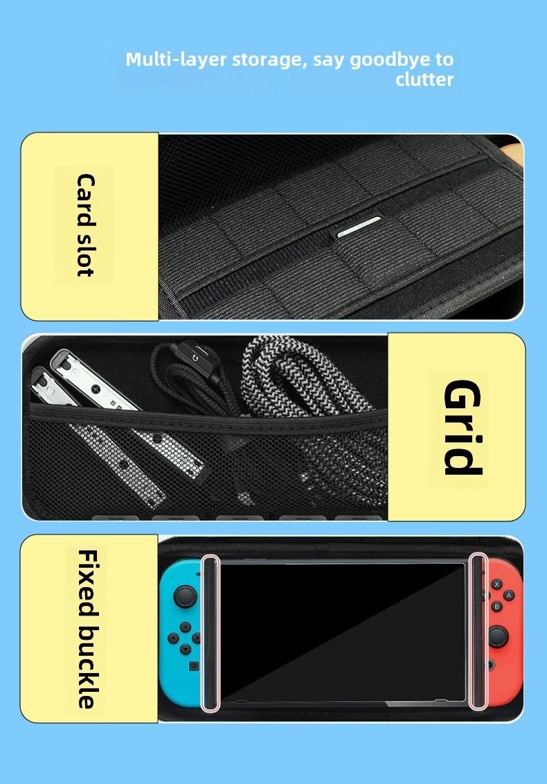 Nintendo Switch or OLED version Carrying Case - Shockproof NS Hard Shell Protection with Double-Layer Storage for Game Cards and Accessories