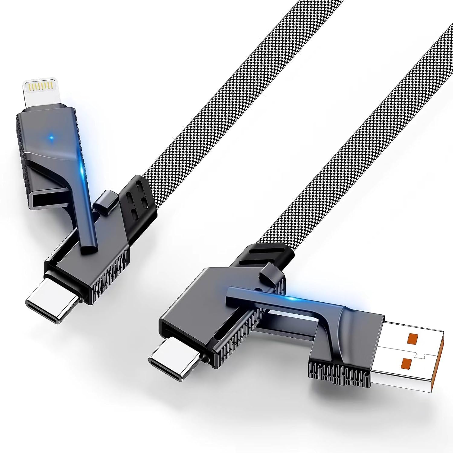 4-in-1 Zinc Alloy Data Cable Dual-Head 66W Braided Fast Charging Cable  + PD 2