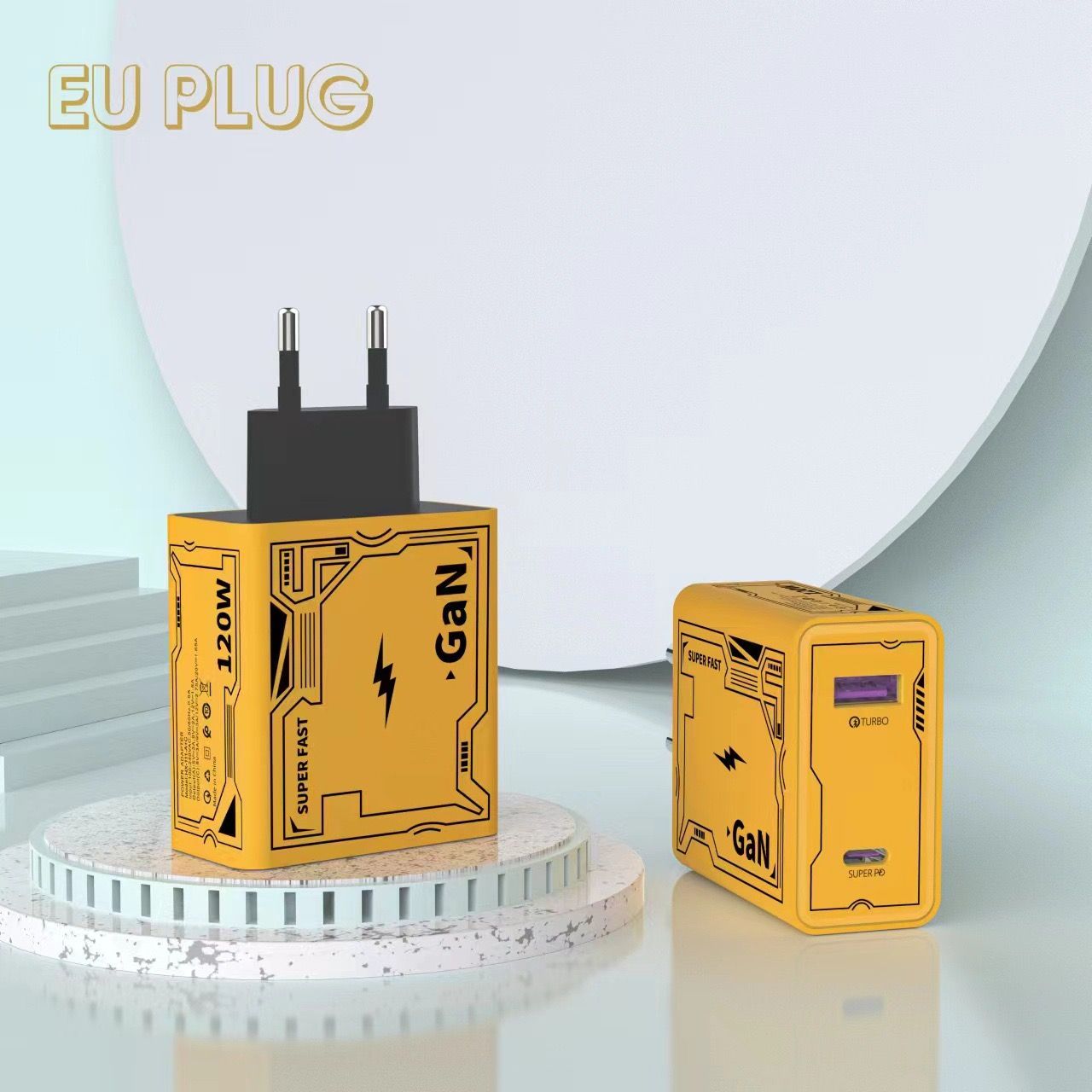 Mecha-Style 22.5W Fast Charger with TYPE-C + USB Ports, Supports All Charging Protocols, Available in UK/EU/US Plug Versions