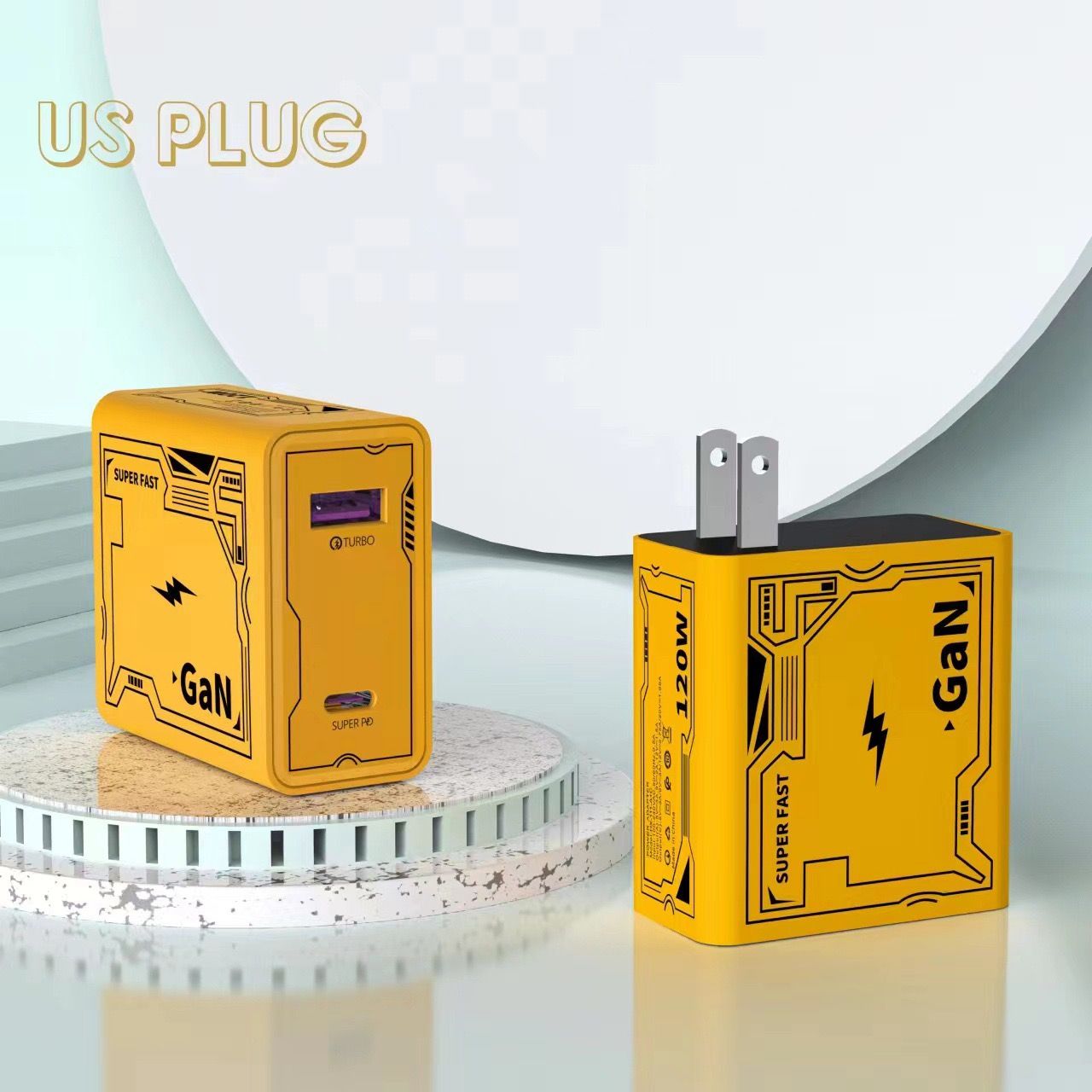Mecha-Style 22.5W Fast Charger with TYPE-C + USB Ports, Supports All Charging Protocols, Available in UK/EU/US Plug Versions