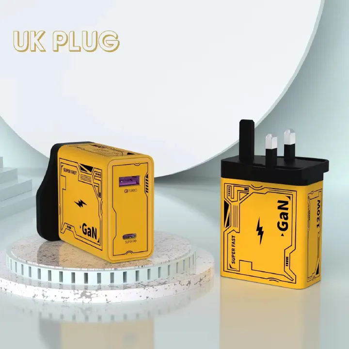 Mecha-Style 22.5W Fast Charger with TYPE-C + USB Ports, Supports All Charging Protocols, Available in UK/EU/US Plug Versions