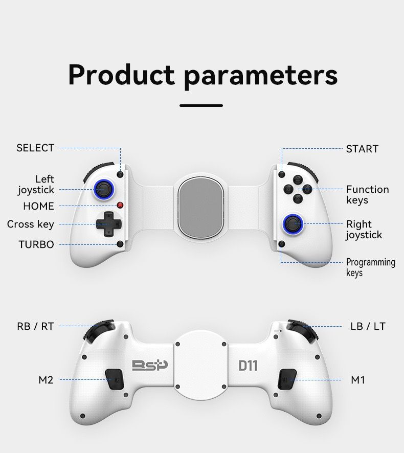 D11 Extendable Gaming Controller with Hall Trigger for Switch/PC/Android/iOS/Bluetooth/XBOX/Streaming Controller