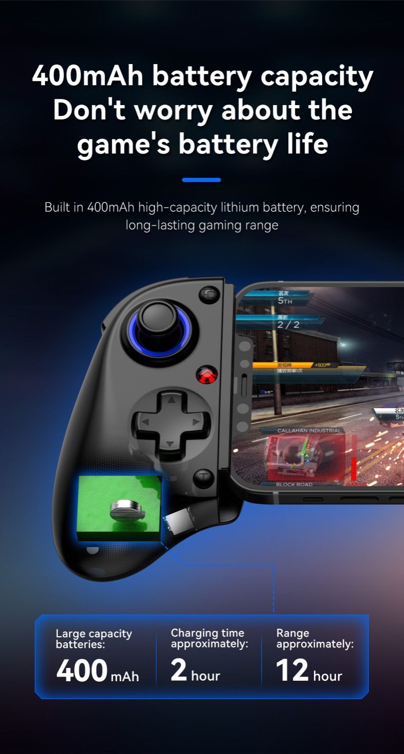 D11 Extendable Gaming Controller with Hall Trigger for Switch/PC/Android/iOS/Bluetooth/XBOX/Streaming Controller