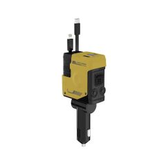 4-in-1 Car Charger with Super Fast Charging, Retractable Cables, Mecha-Style Design, and Screen Display
