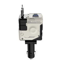4-in-1 Car Charger with Super Fast Charging, Retractable Cables, Mecha-Style Design, and Screen Display