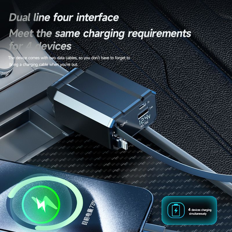 Super Fast Charge 2-in-1 Car Charger, Car Cigarette Lighter Adapter