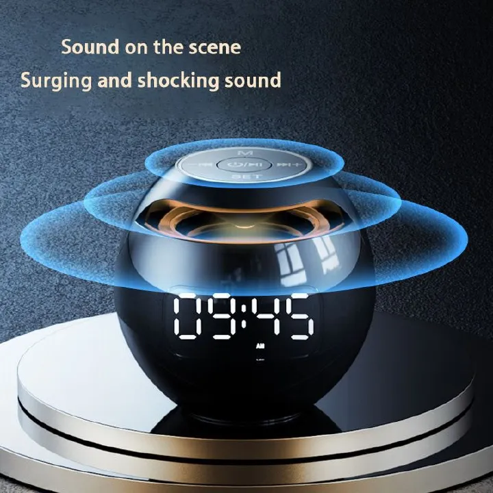 Portable Mini Bluetooth Speaker with Alarm Clock, FM Radio, TF Card Slot, and Enhanced Bass