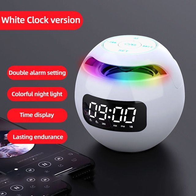 Portable Mini Bluetooth Speaker with Alarm Clock, FM Radio, TF Card Slot, and Enhanced Bass