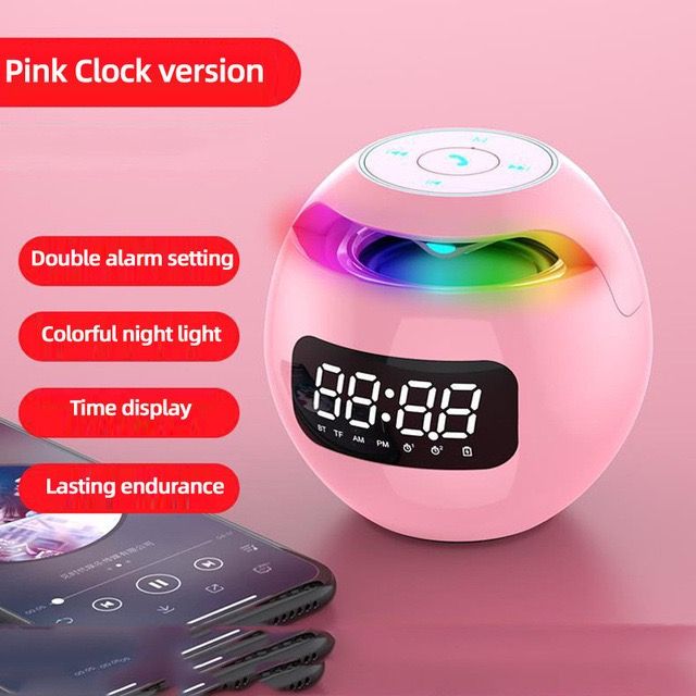 Portable Mini Bluetooth Speaker with Alarm Clock, FM Radio, TF Card Slot, and Enhanced Bass