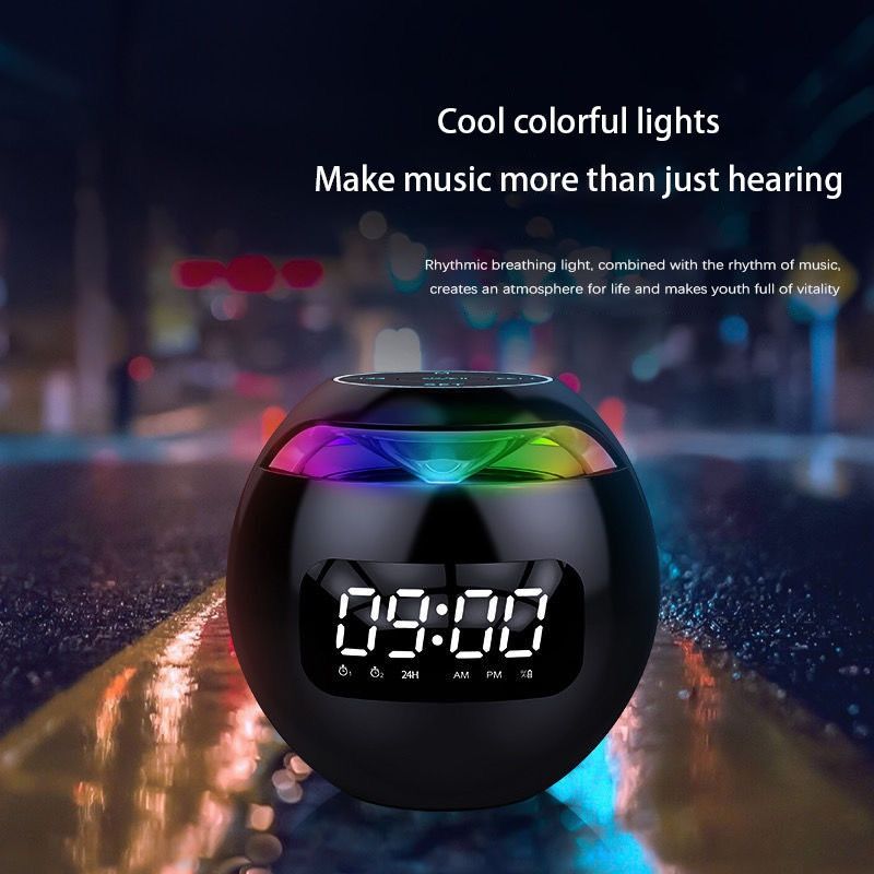 Portable Mini Bluetooth Speaker with Alarm Clock, FM Radio, TF Card Slot, and Enhanced Bass