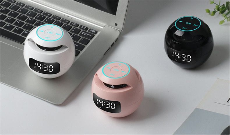 Portable Mini Bluetooth Speaker with Alarm Clock, FM Radio, TF Card Slot, and Enhanced Bass
