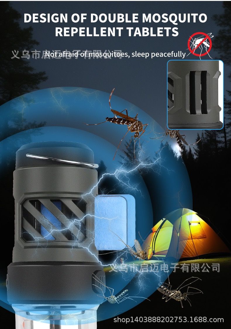 LED Mosquito Repellent Camping Light – Outdoor Illumination, Tripod Flashlight, Multifunctional Camp Lantern