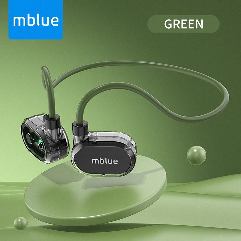 2025 New mblue H02 Bone Conduction Bluetooth Headphones - Wireless, Non-In-Ear, Neckband Style for Sports and Running.