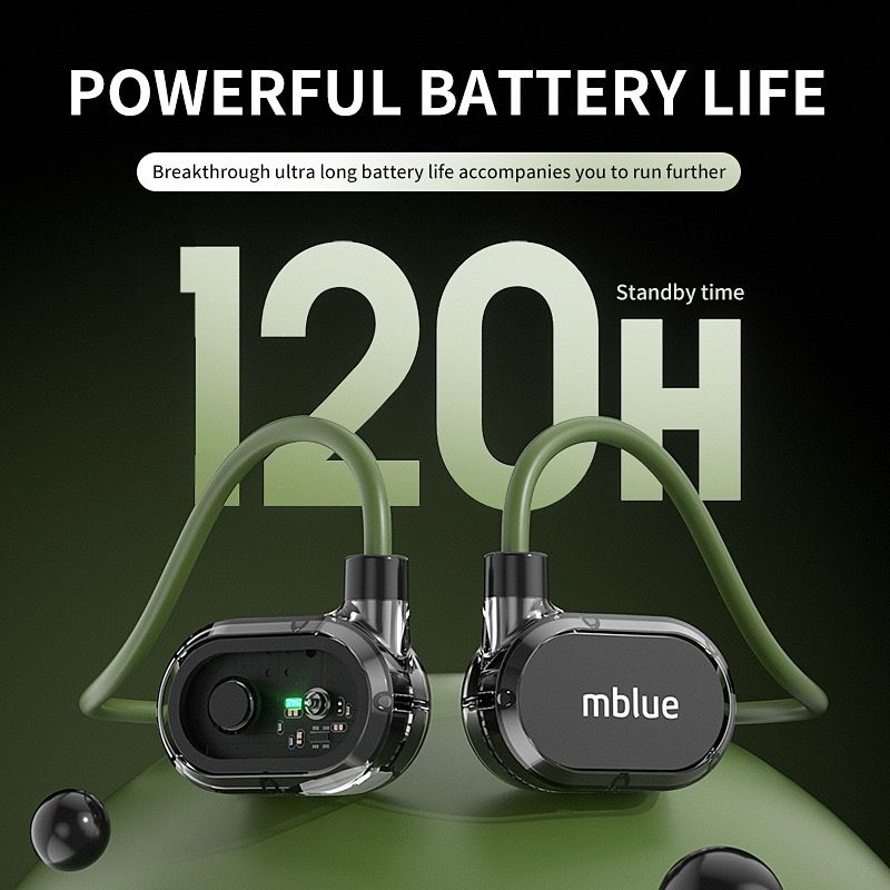 2025 New mblue H02 Bone Conduction Bluetooth Headphones - Wireless, Non-In-Ear, Neckband Style for Sports and Running.