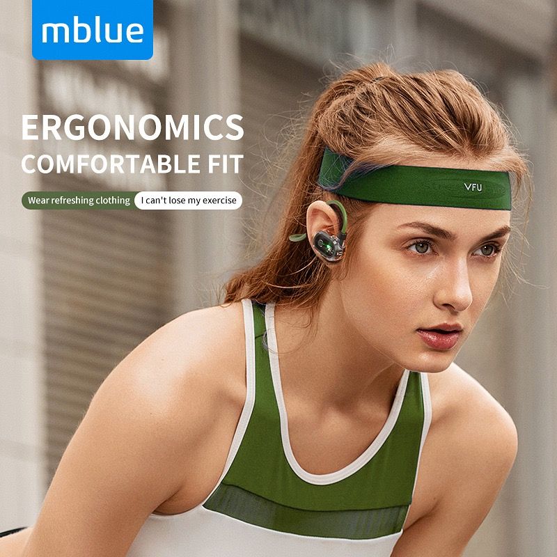2025 New mblue H02 Bone Conduction Bluetooth Headphones - Wireless, Non-In-Ear, Neckband Style for Sports and Running.