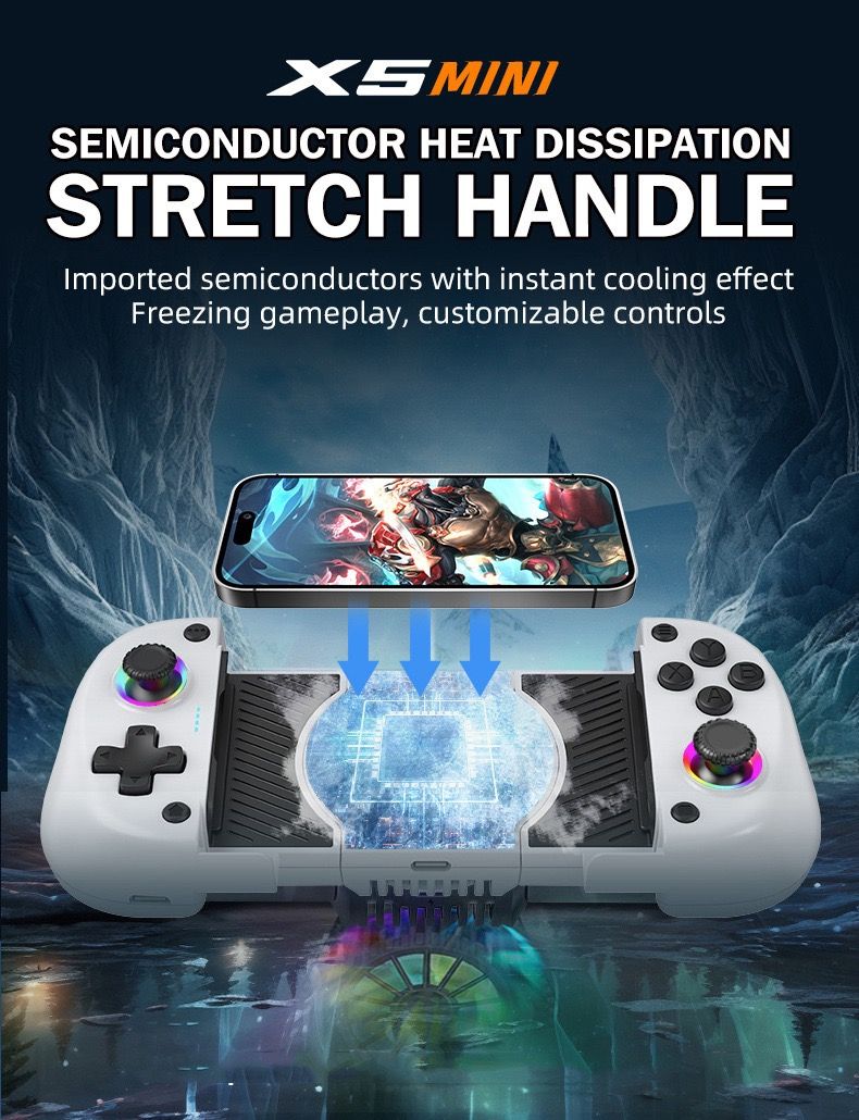 X5 Mini: Phone Cooler & Hall Effect Gamepad for PC/Android/iOS/Steam Link