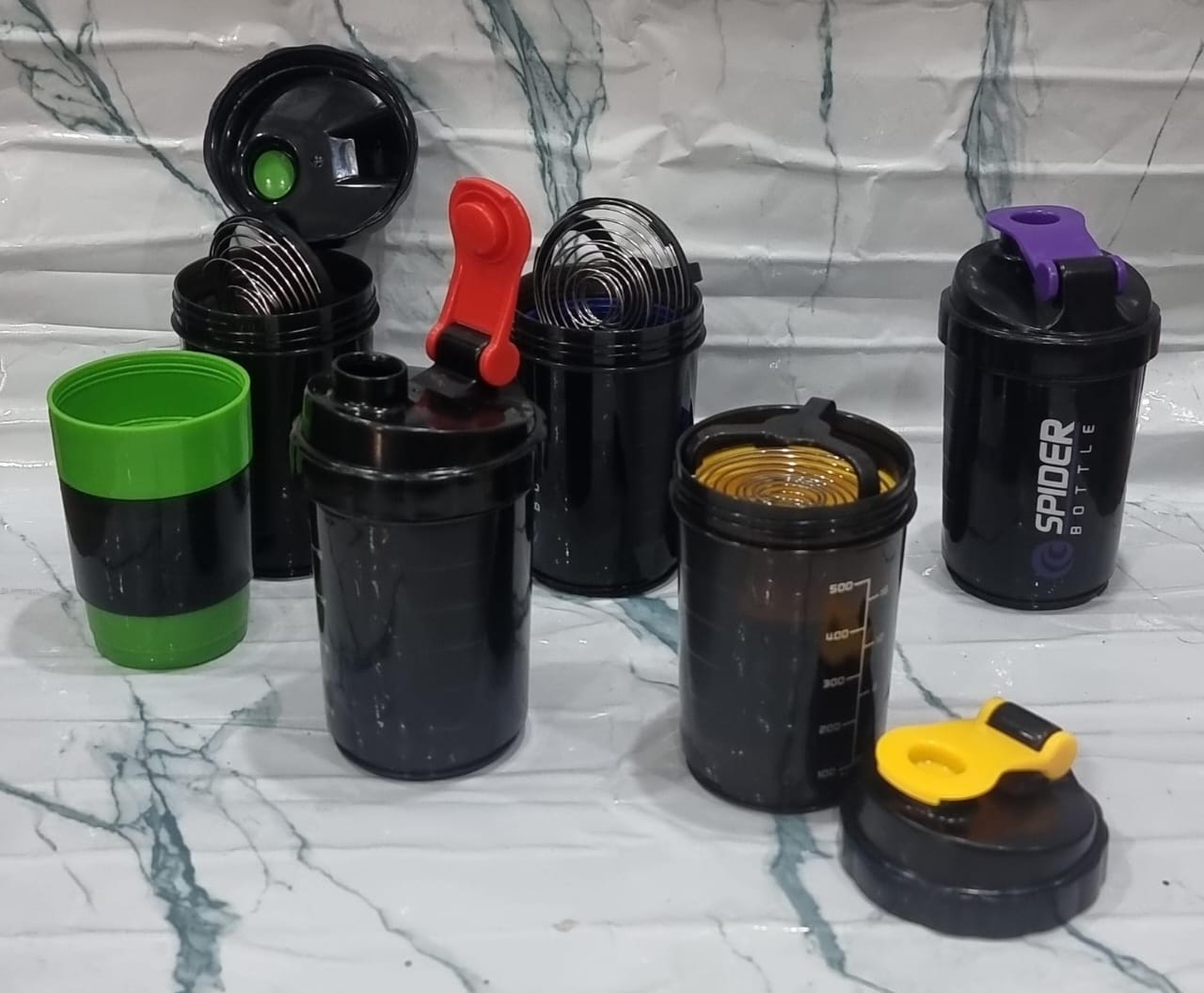 Fitness Spider Shaker Bottle Gym Shaker bottle Smart Shaker Bottles Cyclone Shaker For Pre-Post Workout Supplement Protein Shake Gym Sipper Bottle 500ml For Men & Women(Multi Colour)