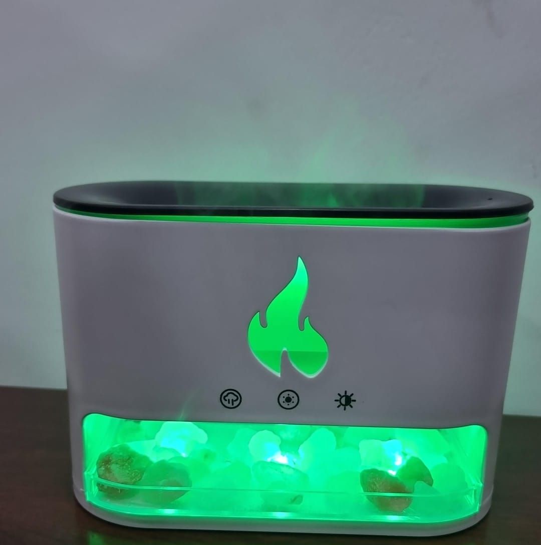Essential Oil Diffuser, Fireplace Fire Flame Aromatherapy Diffuser, 250ml Himalayan Salt Lamp Scent Diffuser, Cool Mist Humidifier with 7 Colors Light, Timer & Auto-Off for Home, Room (Black)