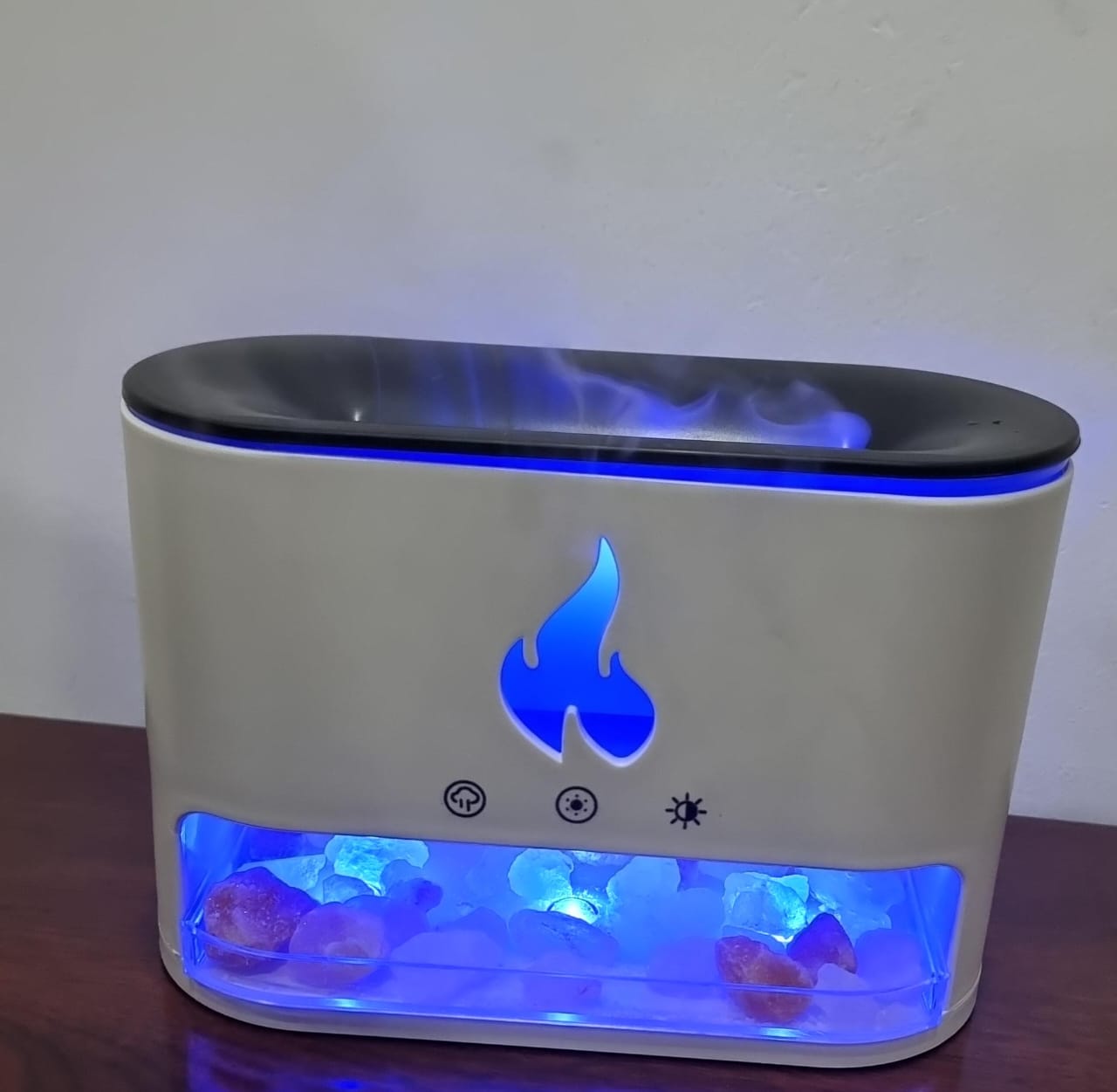 Essential Oil Diffuser, Fireplace Fire Flame Aromatherapy Diffuser, 250ml Himalayan Salt Lamp Scent Diffuser, Cool Mist Humidifier with 7 Colors Light, Timer & Auto-Off for Home, Room (Black)