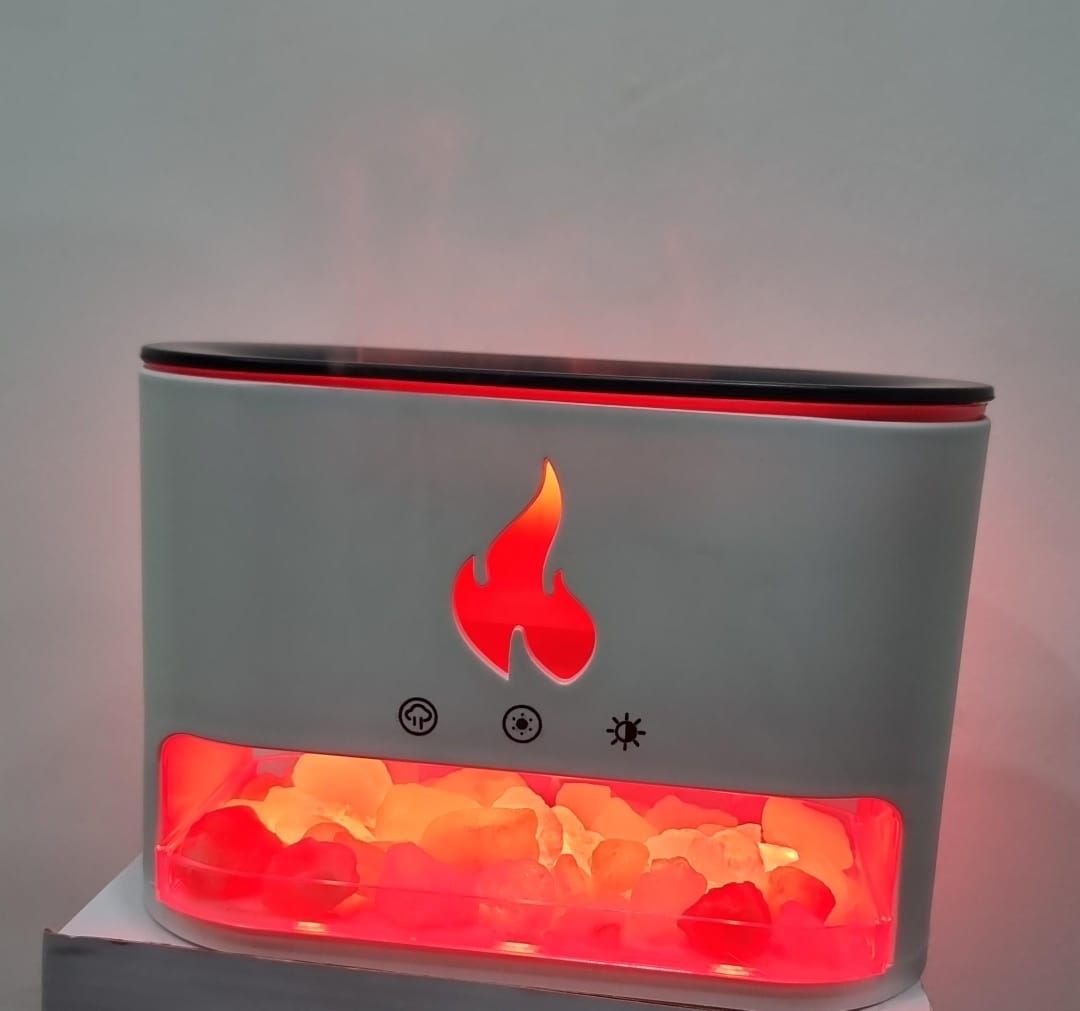 Essential Oil Diffuser, Fireplace Fire Flame Aromatherapy Diffuser, 250ml Himalayan Salt Lamp Scent Diffuser, Cool Mist Humidifier with 7 Colors Light, Timer & Auto-Off for Home, Room (Black)