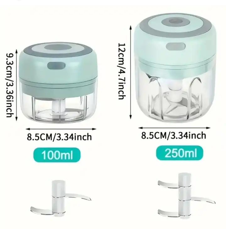 Electric Mini Vegetable Chopper, Food Chopper, Garlic Slicer Veggie, Salad, Lettuce, Onion, Chili Crusher, Tomato Dicer Chopper Cutter & Ginger Meat Mincer for Kitchen, Portable USB Chopper (250ML)