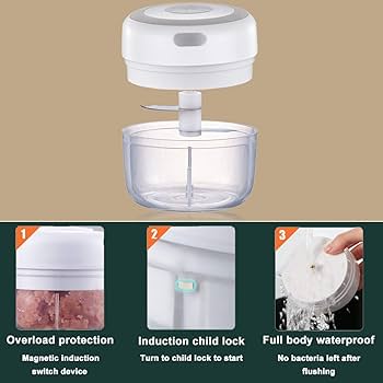 Electric Mini Vegetable Chopper, Food Chopper, Garlic Slicer Veggie, Salad, Lettuce, Onion, Chili Crusher, Tomato Dicer Chopper Cutter & Ginger Meat Mincer for Kitchen, Portable USB Chopper (250ML)