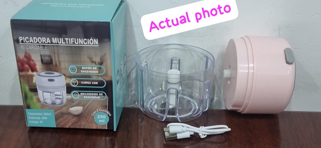 Electric Mini Vegetable Chopper, Food Chopper, Garlic Slicer Veggie, Salad, Lettuce, Onion, Chili Crusher, Tomato Dicer Chopper Cutter & Ginger Meat Mincer for Kitchen, Portable USB Chopper (250ML)