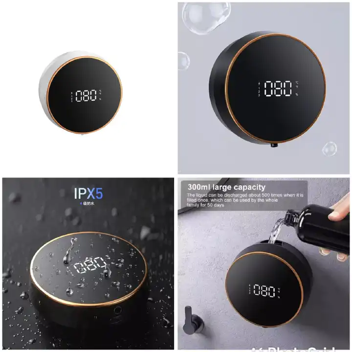 New Wall-mounted Automatic Soap Dispenser 300ml Rechargeable Intelligent Induction Hand Washing Machine With Full Screen Display