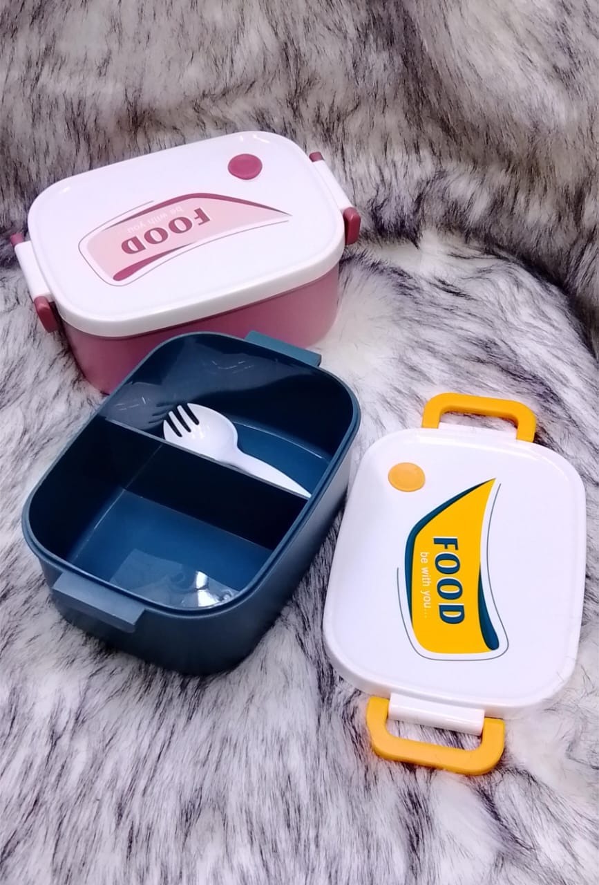 Children Plastic Lunch BoxCute Bento Box Food Container Perfect for Kids & Adults Microwave Safe 3 Compartments