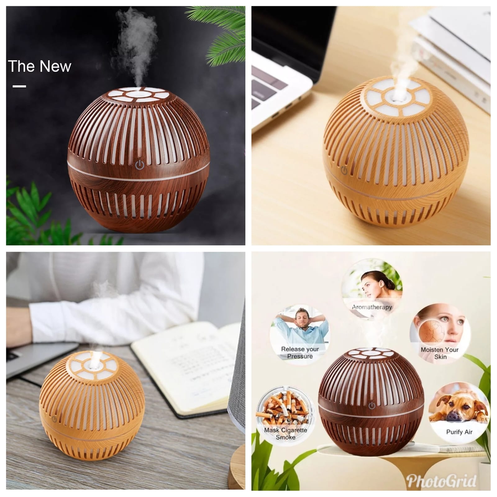 USB Portable Mini Wood Grain Humidifier Household Bedroom Mute Spray Purifier Desktop Office Moisturizing Machine