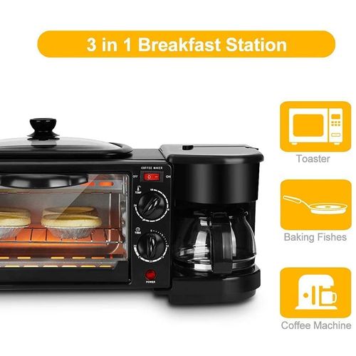 Sokany 3 In 1 Kitchen MultiFunction Breakfast Maker Machine with Grill, Tea-Coffee Maker/ Expresso and Oven