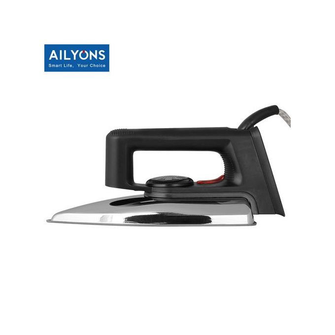 AILYONS HD-199A Electric Dry Iron Box Silver and Black with Nonstick Soleplate