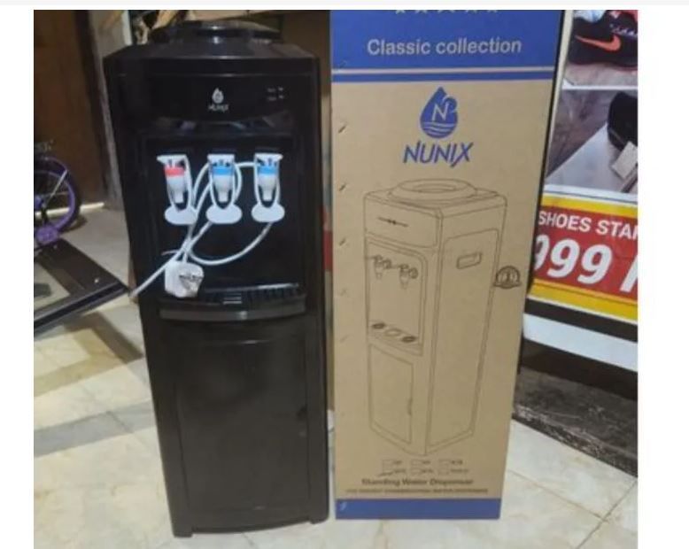 Nunix 3 Taps  Hot and  Cold and  Normal standing Water Dispenser with Storage Cabine Household Appliance 3 Faucets Kitchen Appliance
