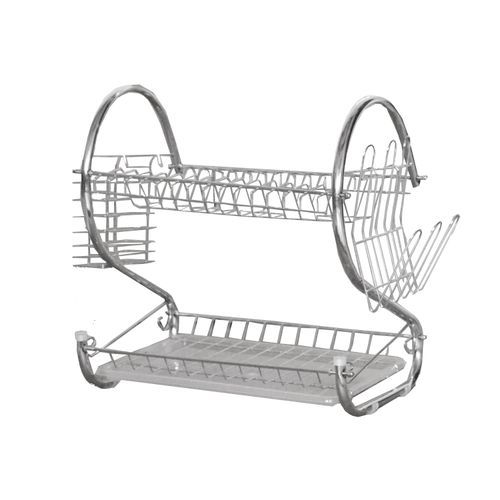 Nunix 2 Tier Stainless Steel Dish Rack 16Inch 2 Layers Utensil Dish Drainer Kitchen Storage Organizer