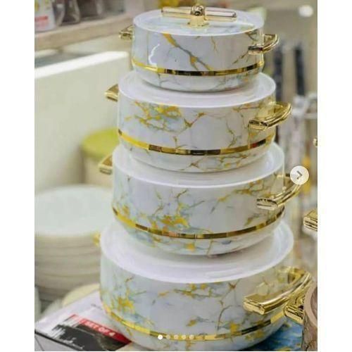 4pcs of Turkish Insulated Hotpots Food Warmer Hot Pot, Serving Dishes Serveware Set 1, 1.5, 2.5 and 3.5litres Casserole Hotpot to keep Food Hot or Cold