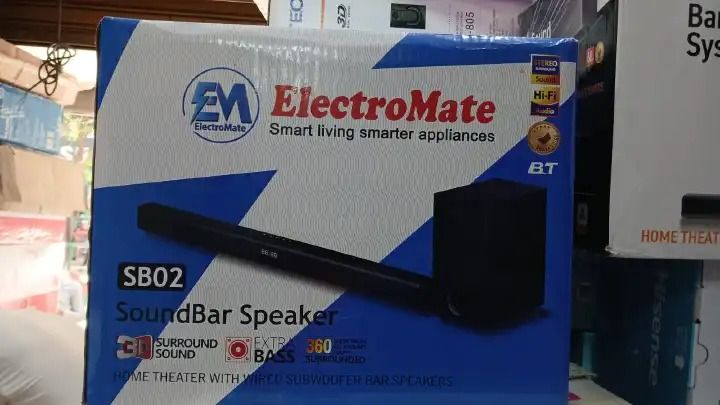 ElectroMate-SB02 SoundBar Speaker with Wired Subwoofer delivers an immersive home audio experience with deep bass and crystal-clear sound, perfect for movies, music, and gaming Sound Bar System