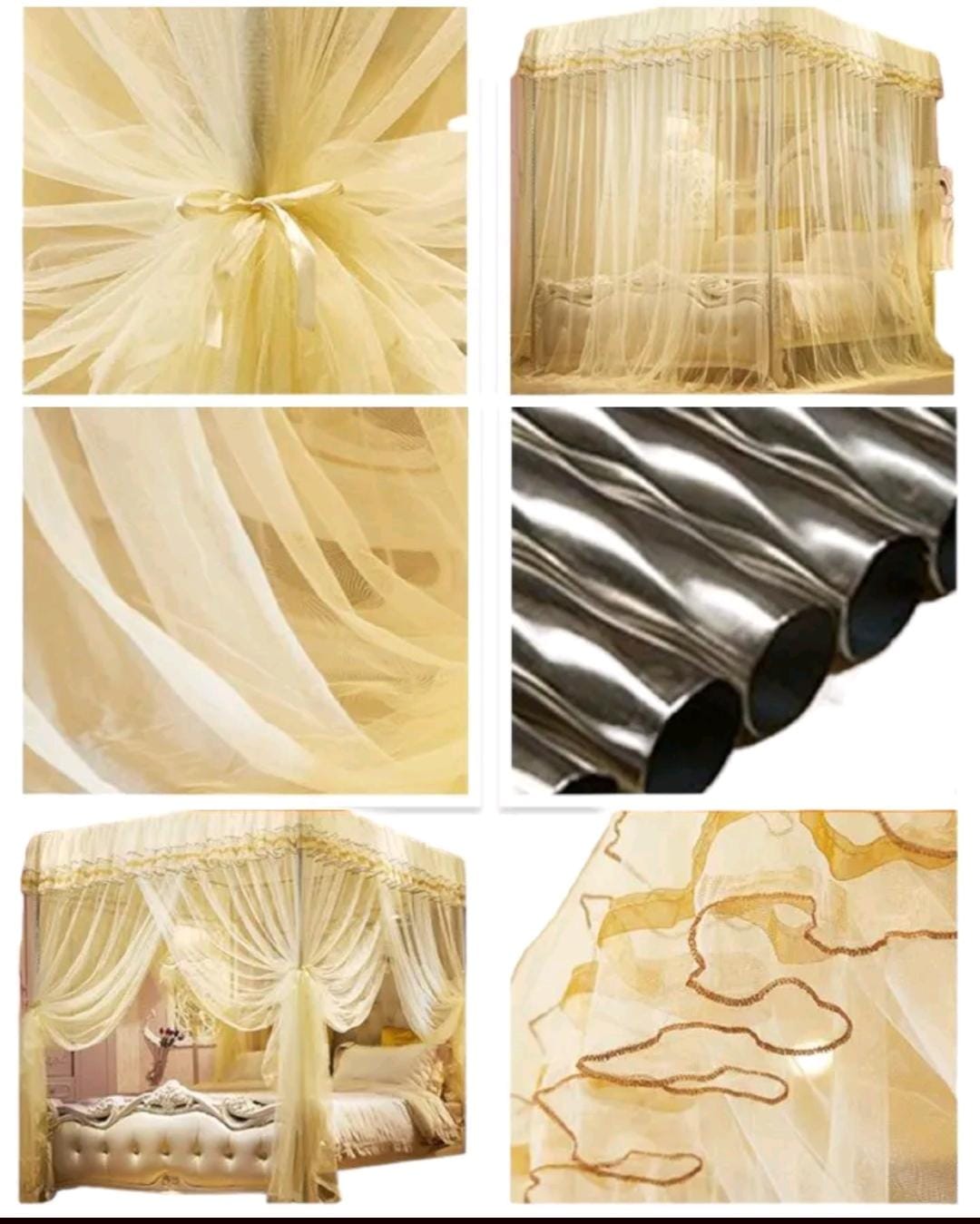 VALENTINE Special offer!!!!4 colours 4 stand Strong Mosquito Net ,four corner post , elegant 4-pole bed canopy with sturdy frame and premium netting for fullprotection. available in 4*6,  5*6 and 6*6