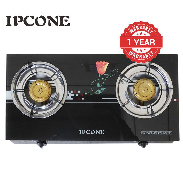 IPCONE 2 Gas Cooker 02  Glass Top Double Burner Gas stove【flowers pattern random】gas cooker 【hot】gas cooker/stove gas cooker cooking gas cooker burner gas cooker stainless