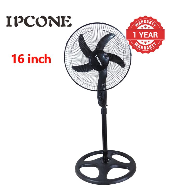 IPCONE 16 Inch Stand Fan 5 Blades 3 Speed Powerful motor Fan Electric Floor Fan Black,16 inch