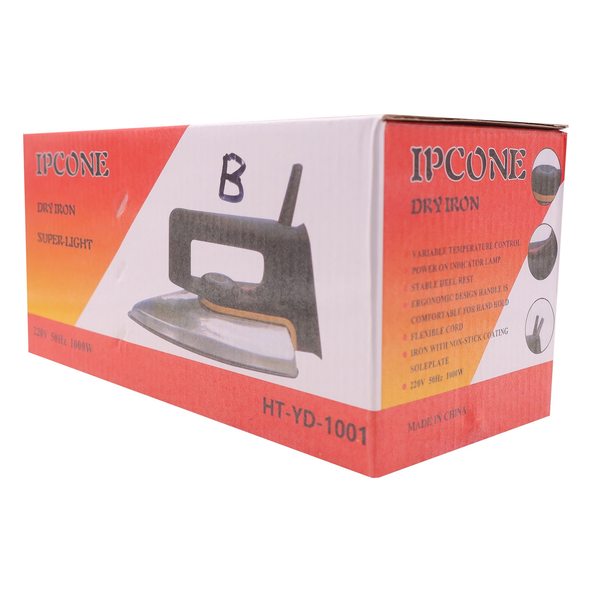 (Clearance Sale!)IPCONE Deluxe Dry Iron Box Stainless Steel Bottom Plate Irons Steamers HT-YD-1001