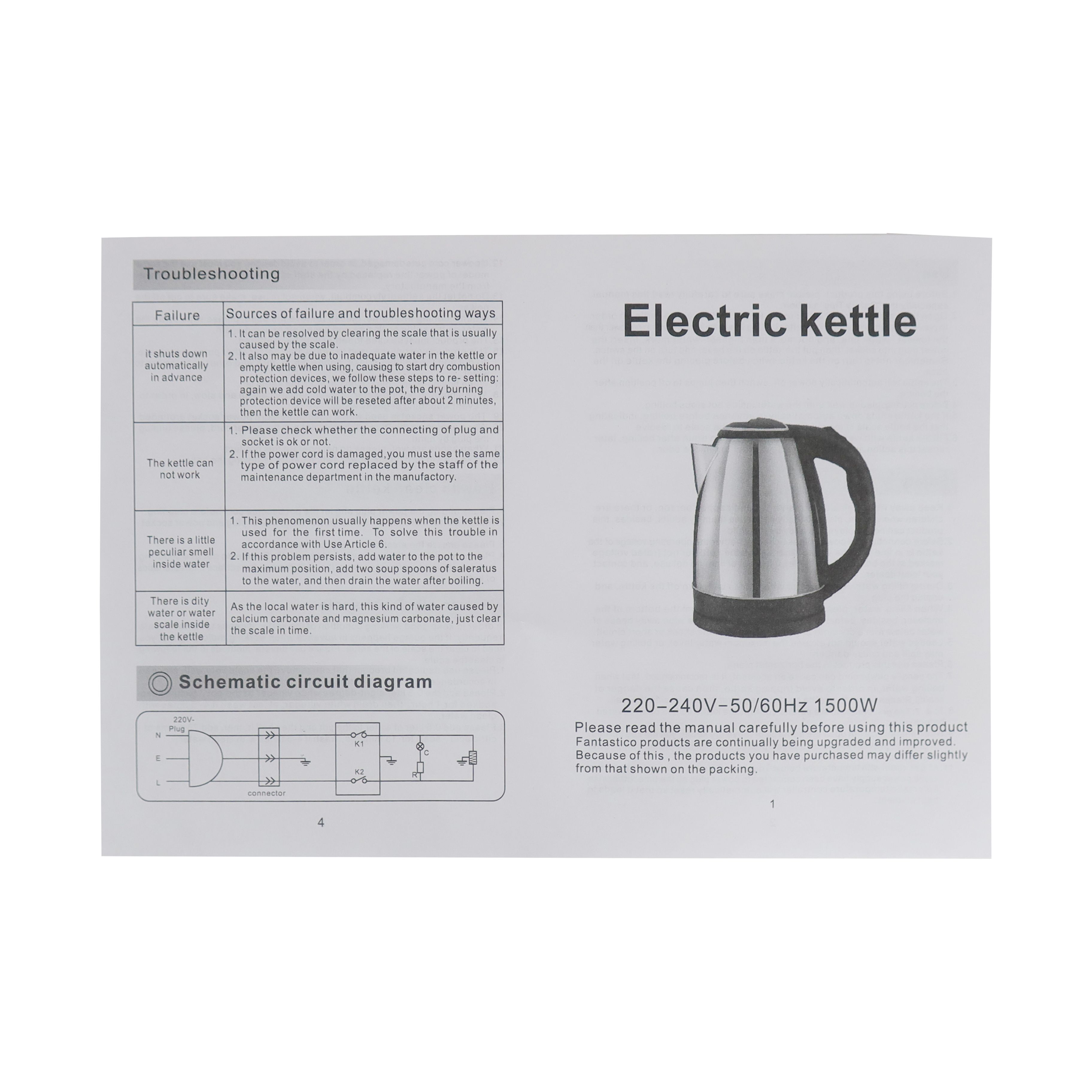 IPCONE 2L Energy Efficient Electric Water Kettle Heater Jug Cordless Stainless Steel Electric Kettle