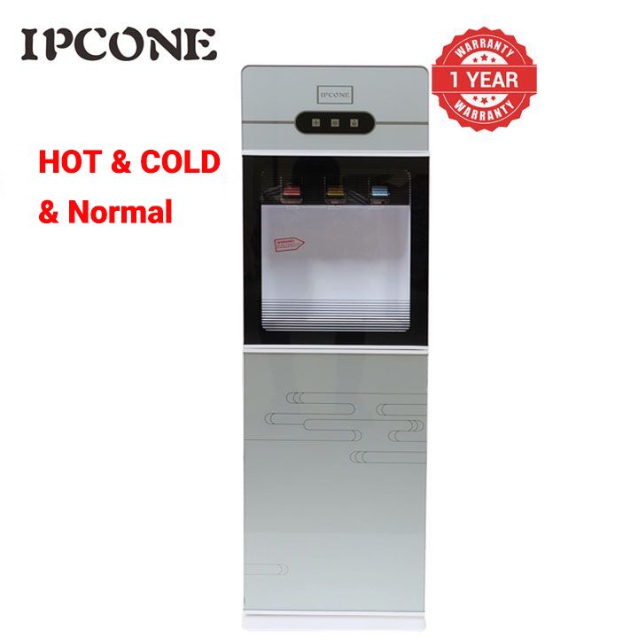 IPCONE  3 Taps - Hot & Cold & Normal standing Water Dispenser with Storage Cabine Household Appliance 3 Faucets Kitchen Appliance Silver