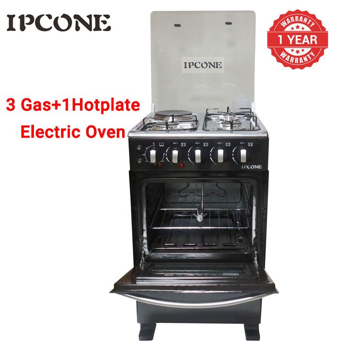 IPCONE 3 Gas +1 Hotplate Free Standing Gas Cooker Kitchen Appliance with 60L Electric oven WLD-560-3G1E