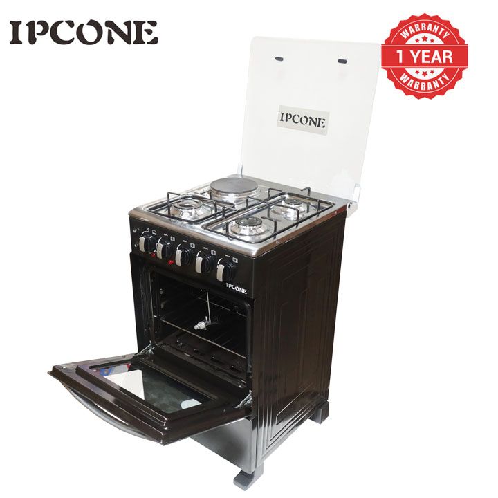 IPCONE 3 Gas +1 Hotplate Free Standing Gas Cooker Kitchen Appliance with 60L Electric oven WLD-560-3G1E