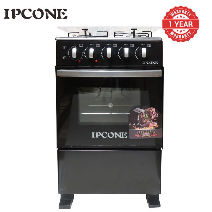 IPCONE 3 Gas +1 Hotplate Free Standing Gas Cooker Kitchen Appliance with 60L Electric oven WLD-560-3G1E