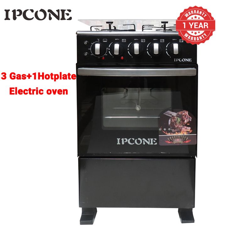IPCONE 3 Gas +1 Hotplate Free Standing Gas Cooker Kitchen Appliance with 60L Electric oven WLD-560-3G1E