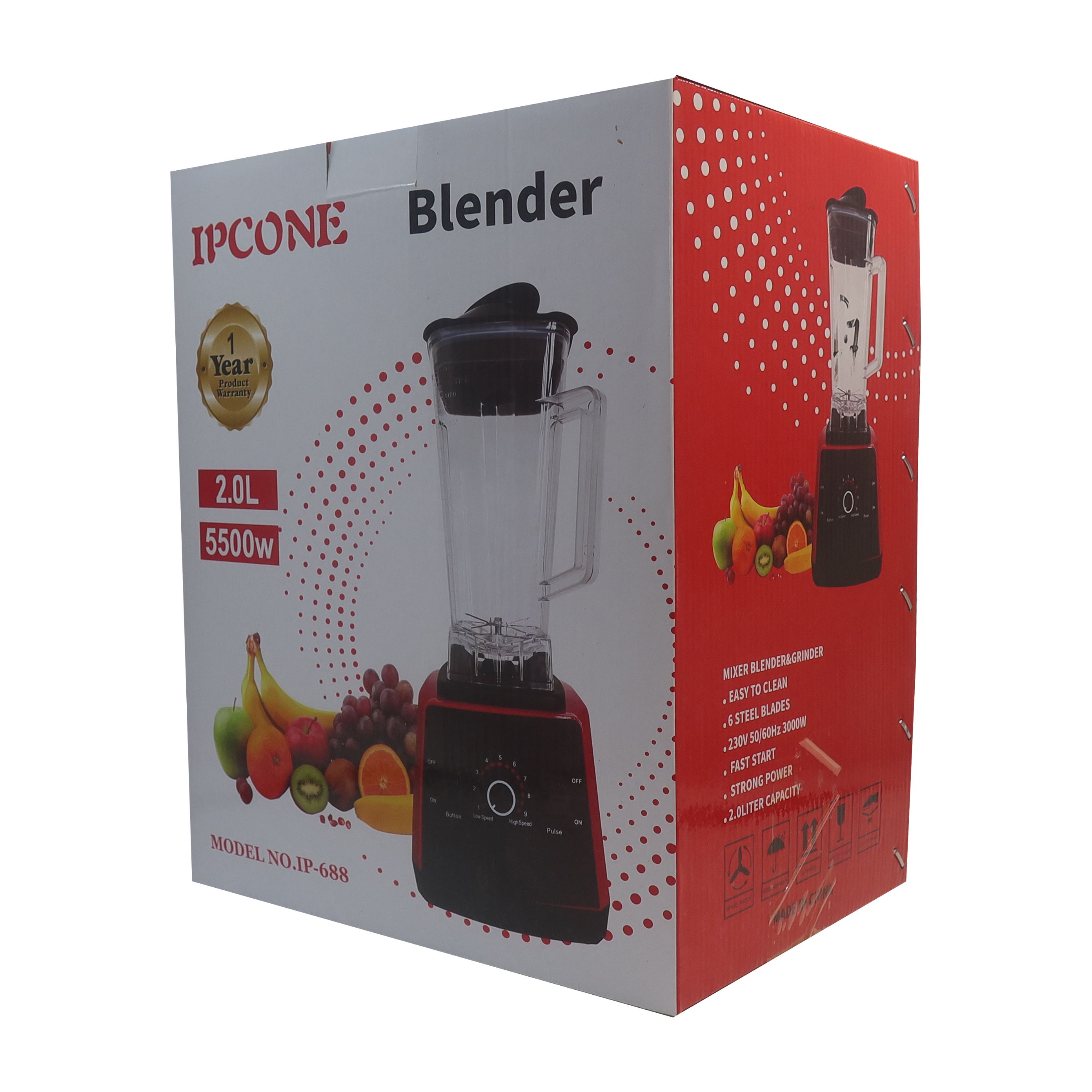 IPCONE 2.0L 2 In 1  5500W Motor Stainless Steel Blender Quality With Grinder Juicer  ipcone blender Ipcone blender
