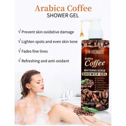DR MEINAIER Natural Skin Care Arabica Coffee Shower Gel Body Wash Whitening Moisturizing Nourishing Exfoliating Scrub Bath Gel 500ml